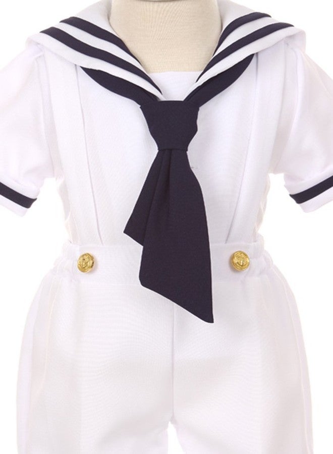 iGirlDress Baby Toddler Boys Nautical Sailor Outfit Short Suit 4 Piece Set 12mos White - Image 3